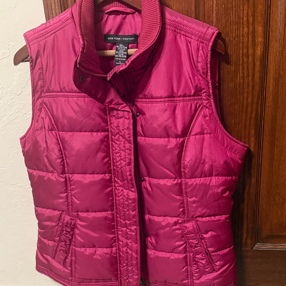 New York & Company Fuchsia Quilted Vest